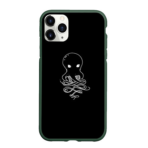 Чехол iPhone 11 Pro матовый Small Octopus / 3D-Темно-зеленый – фото 1