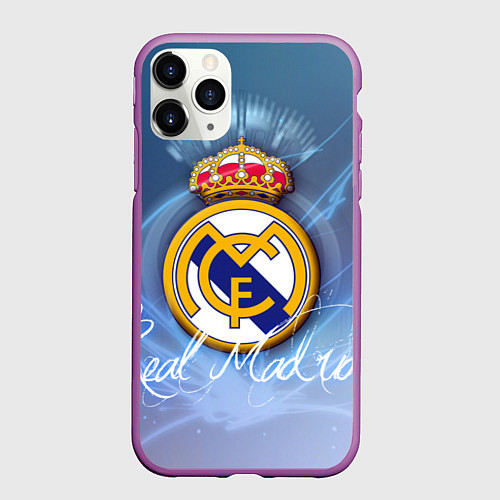 Чехол iPhone 11 Pro матовый FC РЕАЛ МАДРИД / 3D-Фиолетовый – фото 1