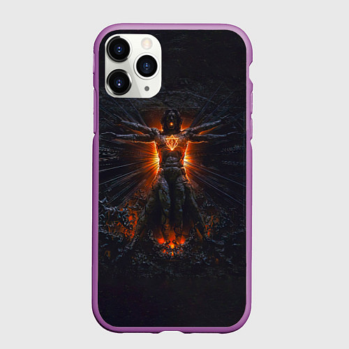 Чехол iPhone 11 Pro матовый Clayman - In Flames / 3D-Фиолетовый – фото 1