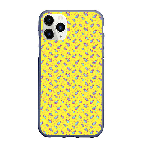 Чехол iPhone 11 Pro матовый Pineapple Pattern / 3D-Серый – фото 1