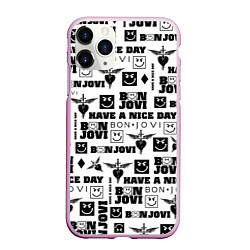 Чехол iPhone 11 Pro матовый BON JOVI ЛОГОБОМБИНГ БОН ДЖОВИ ПАТТЕРН, цвет: 3D-розовый
