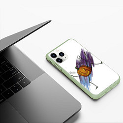 Чехол iPhone 11 Pro матовый Агрессивная тыква, цвет: 3D-салатовый — фото 2
