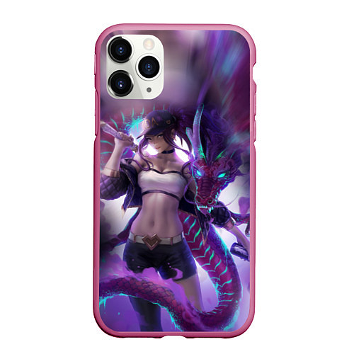 Чехол iPhone 11 Pro матовый LEAGUE OF LEGENDS AKALI ЛИГА ЛЕГЕНД АКАЛИ / 3D-Малиновый – фото 1