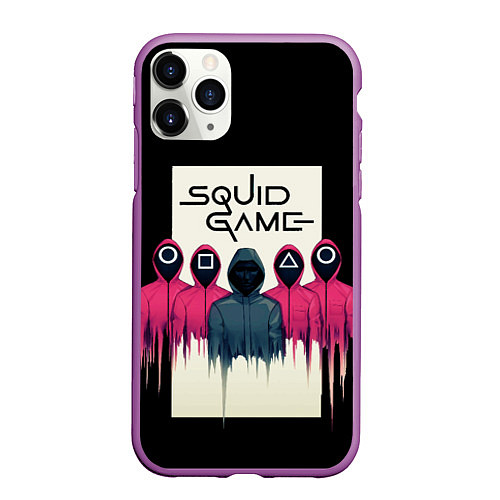 Чехол iPhone 11 Pro матовый Squid Game: Отряд стражей / 3D-Фиолетовый – фото 1