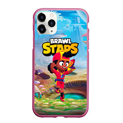 Чехол iPhone 11 Pro матовый Meg в прыжке Brawl Stars, цвет: 3D-малиновый