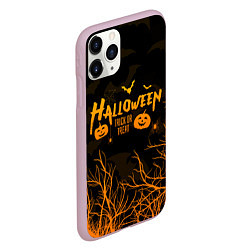 Чехол iPhone 11 Pro матовый HALLOWEEN FOREST BATS ЛЕТУЧИЕ МЫШИ В ЛЕСУ ХЕЛЛОУИН, цвет: 3D-розовый — фото 2