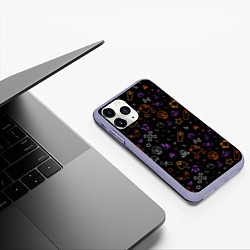 Чехол iPhone 11 Pro матовый ХЕЛЛОУИН ПАТТЕРН НЕОН HALLOWEEN NEON, цвет: 3D-светло-сиреневый — фото 2