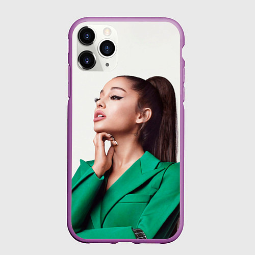 Чехол iPhone 11 Pro матовый Ариана в зелёном / 3D-Фиолетовый – фото 1