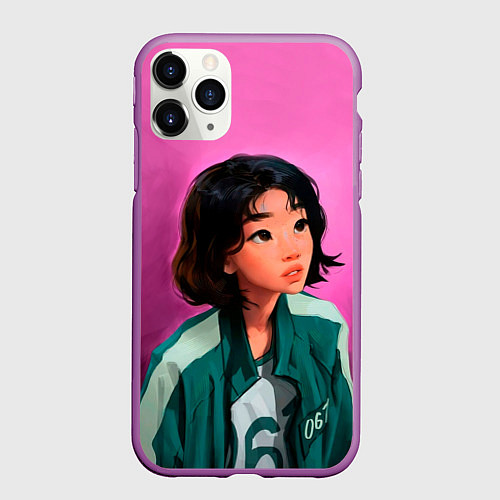 Чехол iPhone 11 Pro матовый 067 игра в кальмара / 3D-Фиолетовый – фото 1