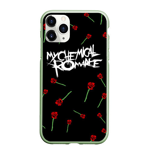 Чехол iPhone 11 Pro матовый MY CHEMICAL ROMANCE РОЗЫ MCR ROSES / 3D-Салатовый – фото 1