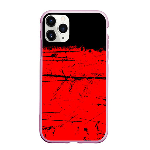 Чехол iPhone 11 Pro матовый КРАСНЫЙ ГРАНЖ RED GRUNGE / 3D-Розовый – фото 1