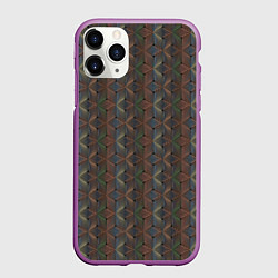 Чехол iPhone 11 Pro матовый Абстракция из разноцветных треугольников из линий, цвет: 3D-фиолетовый