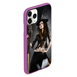 Чехол iPhone 11 Pro матовый Милая ведьма с метлой, цвет: 3D-фиолетовый — фото 2