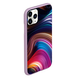 Чехол iPhone 11 Pro матовый Цветные неоновые волны, цвет: 3D-сиреневый — фото 2