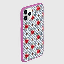 Чехол iPhone 11 Pro матовый Новогодние украшения и блестки, цвет: 3D-фиолетовый — фото 2