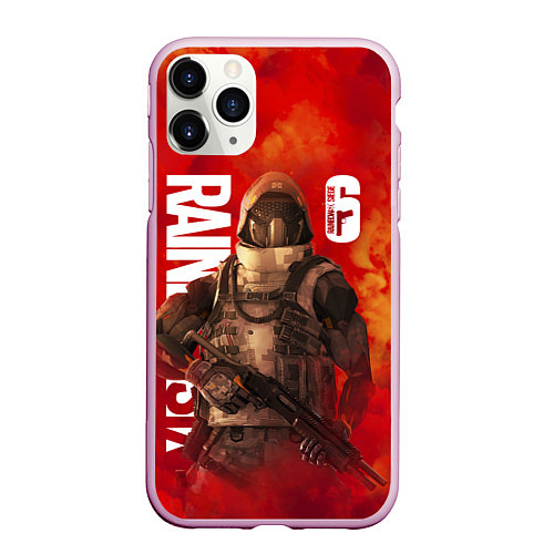 Чехол iPhone 11 Pro матовый RAINBOW SIX SIEGE РАДУГА 6 ОСАДА ДЫМ R6S SMOKE / 3D-Розовый – фото 1