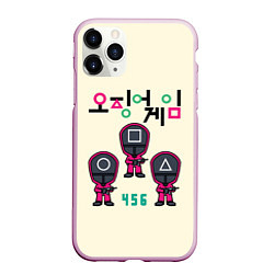 Чехол iPhone 11 Pro матовый Игра в кальмара: Игроки 456, цвет: 3D-розовый