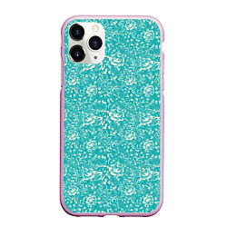 Чехол iPhone 11 Pro матовый Хохломские узоры Бирюза, цвет: 3D-розовый