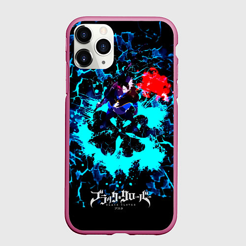 Чехол iPhone 11 Pro матовый Аста - Чёрный Клевер / 3D-Малиновый – фото 1