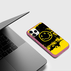 Чехол iPhone 11 Pro матовый Нирвана Гранж Nirvana Smile, цвет: 3D-малиновый — фото 2