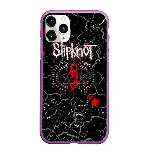 Чехол iPhone 11 Pro матовый Slipknot Rock Слипкнот Музыка Рок Гранж / 3D-Фиолетовый – фото 1