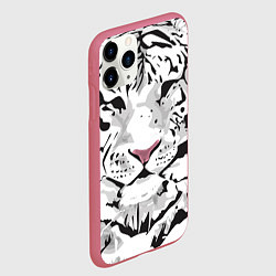 Чехол iPhone 11 Pro матовый Белый снежный тигр, цвет: 3D-малиновый — фото 2