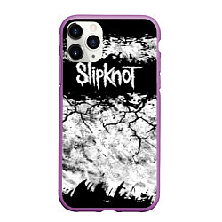 Чехол iPhone 11 Pro матовый Надпись Слипкнот Рок Группа ЧБ Slipknot, цвет: 3D-фиолетовый