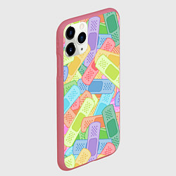 Чехол iPhone 11 Pro матовый Цветные пластыри, цвет: 3D-малиновый — фото 2