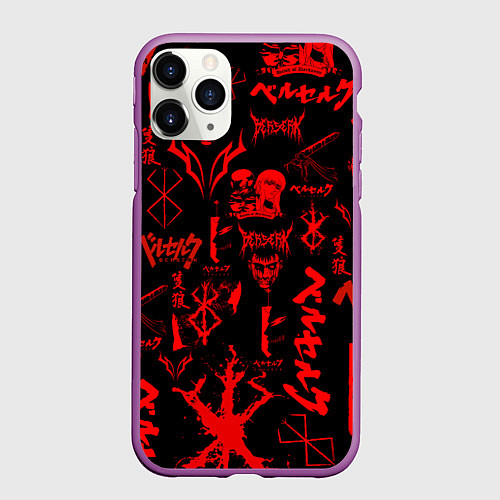 Чехол iPhone 11 Pro матовый БЕРСЕРК ПАТТЕРН СИМВОЛИКА КЛЕЙМО / 3D-Фиолетовый – фото 1