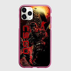 Чехол iPhone 11 Pro матовый CS GO SPECIAL OPERATION RED ALERT SKIN КС ГО КРАСН, цвет: 3D-малиновый