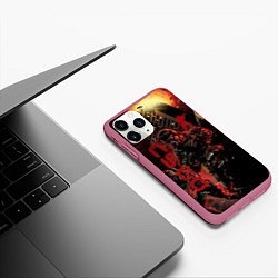 Чехол iPhone 11 Pro матовый CS GO SPECIAL OPERATION RED ALERT SKIN КС ГО КРАСН, цвет: 3D-малиновый — фото 2