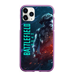 Чехол iPhone 11 Pro матовый BATTLEFIELD 2042 SOLDIER WARS, цвет: 3D-фиолетовый