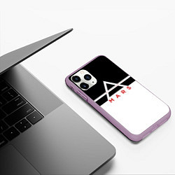 Чехол iPhone 11 Pro матовый Thirty Seconds to Mars черно-белая, цвет: 3D-сиреневый — фото 2