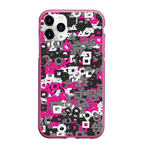 Чехол iPhone 11 Pro матовый Squid Game Camo / 3D-Малиновый – фото 1