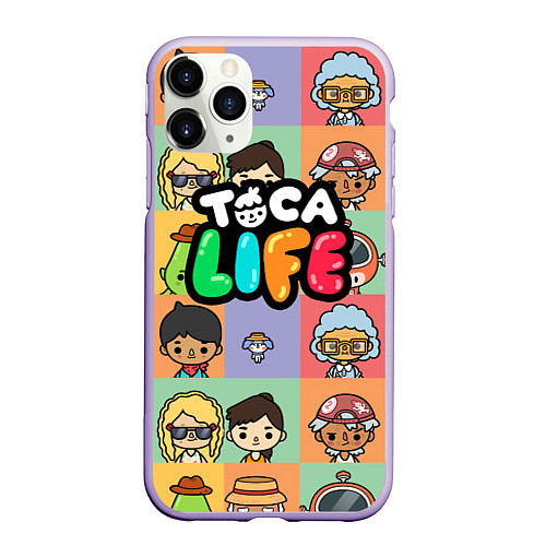 Чехол iPhone 11 Pro матовый Toca Life: Faces / 3D-Светло-сиреневый – фото 1