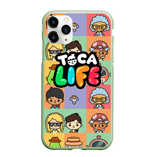 Чехол iPhone 11 Pro матовый Toca Life: Faces / 3D-Салатовый – фото 1