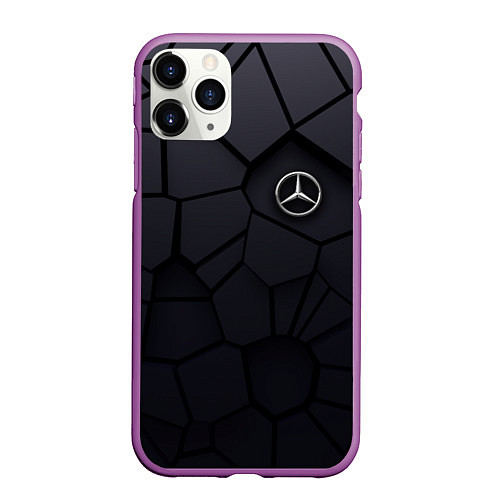Чехол iPhone 11 Pro матовый Мерседес 3D плиты / 3D-Фиолетовый – фото 1