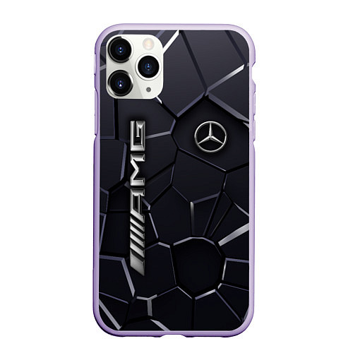 Чехол iPhone 11 Pro матовый Mercedes AMG 3D плиты / 3D-Светло-сиреневый – фото 1