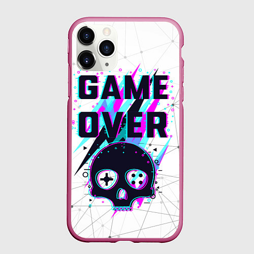 Чехол iPhone 11 Pro матовый Game OVER - NEON 3D / 3D-Малиновый – фото 1