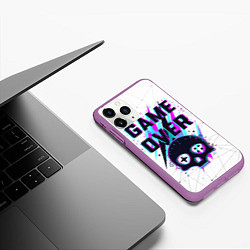 Чехол iPhone 11 Pro матовый Game OVER - NEON 3D, цвет: 3D-фиолетовый — фото 2