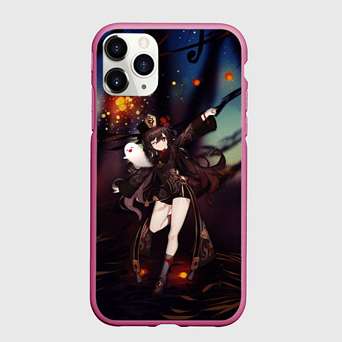 Чехол iPhone 11 Pro матовый Ху Тао Hu Tao / 3D-Малиновый – фото 1