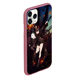 Чехол iPhone 11 Pro матовый Ху Тао Hu Tao, цвет: 3D-малиновый — фото 2