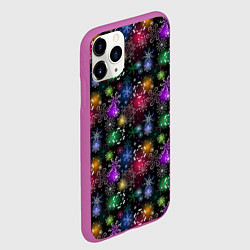 Чехол iPhone 11 Pro матовый Снежинки в разных цветах, цвет: 3D-фиолетовый — фото 2