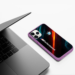 Чехол iPhone 11 Pro матовый BMW M PERFORMANCE NEON БМВ М НЕОН, цвет: 3D-фиолетовый — фото 2