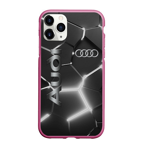 Чехол iPhone 11 Pro матовый AUDI GREY 3D ПЛИТЫ / 3D-Малиновый – фото 1