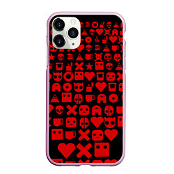 Чехол iPhone 11 Pro матовый Любовь, смерть и роботы пиктограммы, цвет: 3D-розовый