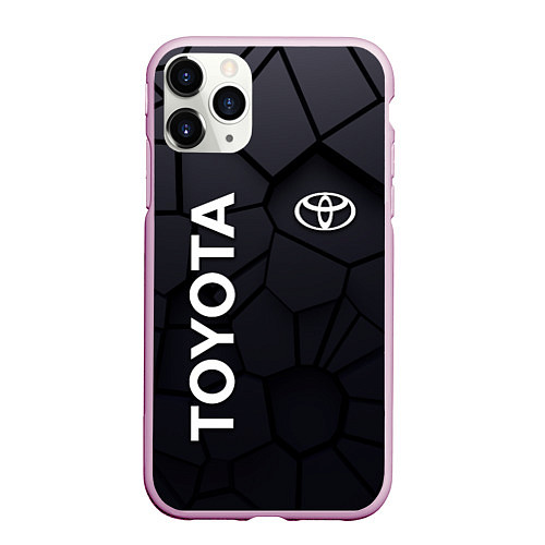 Чехол iPhone 11 Pro матовый Toyota 3D плиты / 3D-Розовый – фото 1