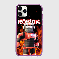 Чехол iPhone 11 Pro матовый ROBLOX FIRE РОБЛОКС ОГОНЬ ПОЖАРНЫЙ, цвет: 3D-фиолетовый