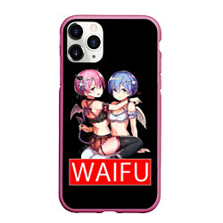 Чехол iPhone 11 Pro матовый Рем и рам вайфу Re zero ahegao