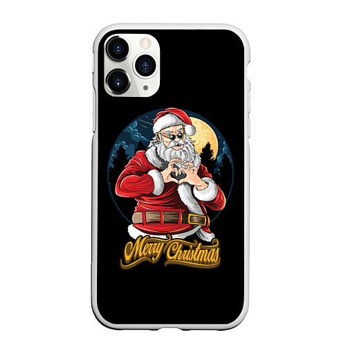 Чехол iPhone 11 Pro матовый Дед Мороз с Любовью / 3D-Белый – фото 1